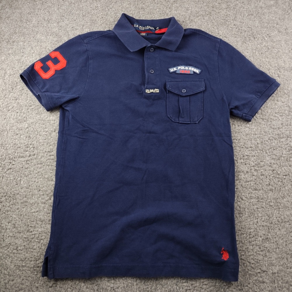 U.S. Polo Assn Polo Shirt Mens XS Short Sleeve Navy Blue #3 Embroider Cotton EUC